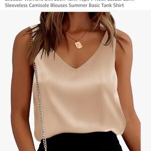 Chic light Champagne Satin Sleeveless Camisole Top